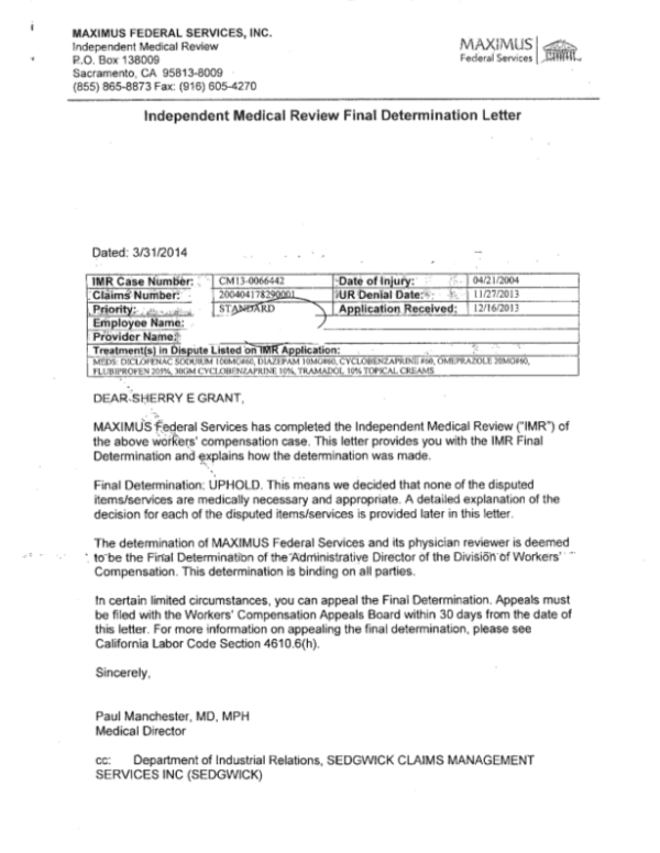 Sample-IMR-Determination-Upheld-Denial-Page-1